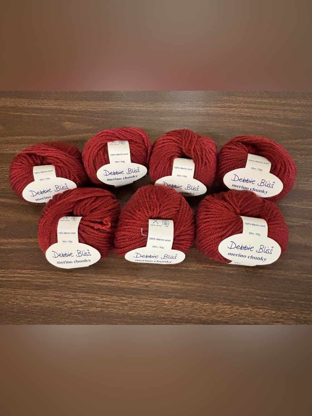 Debbie Bliss Merino Chunky Yarn Lot of 7 100% Wool Brick Red Same Dye Lot